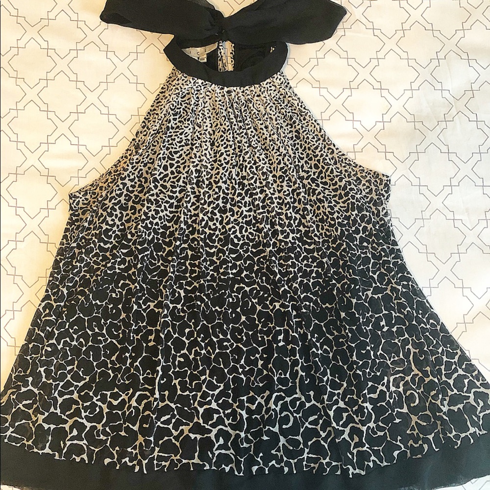 High Neck Giraffe print Sheer blouse
